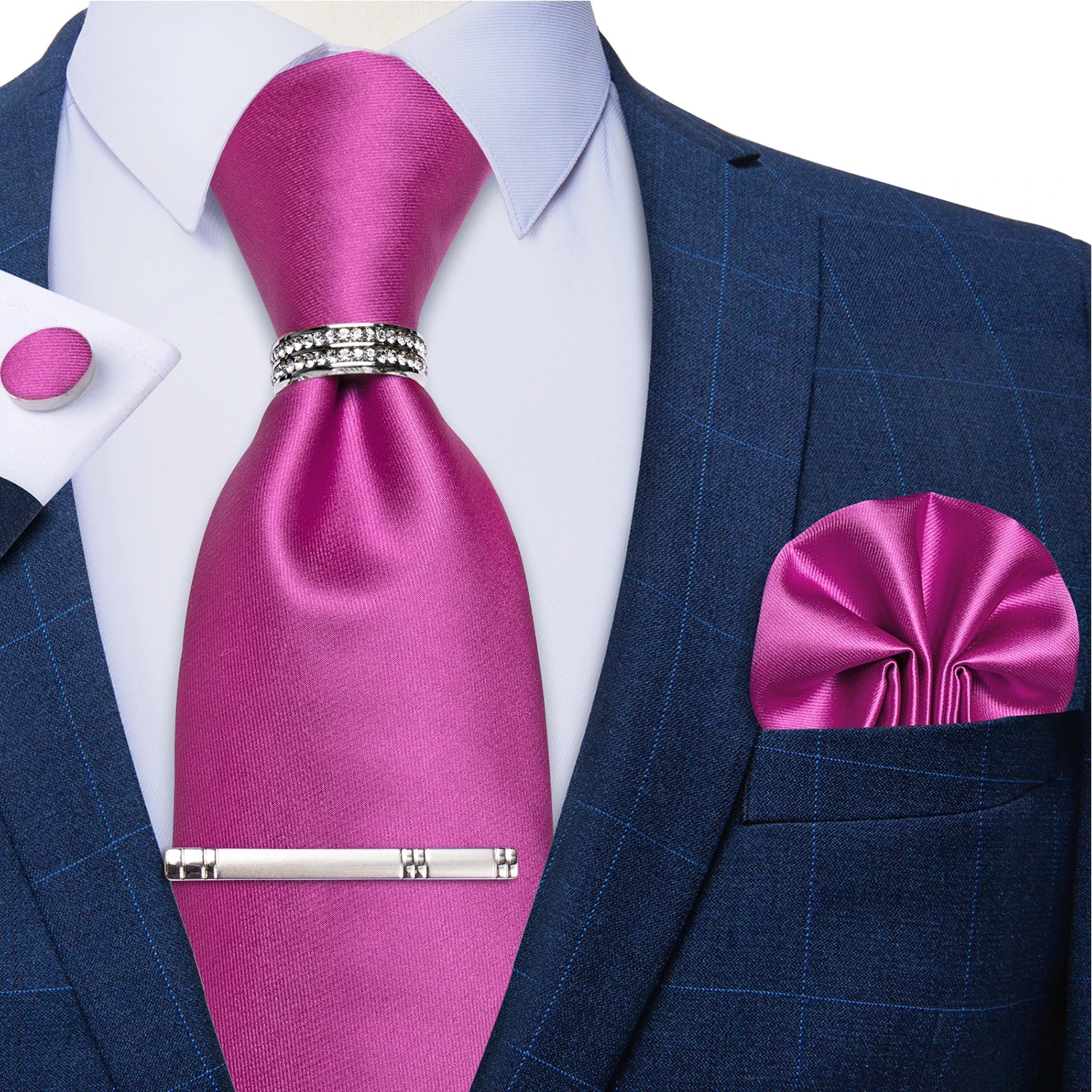 Gravata Masculina Plissada de Luxo com Acessórios