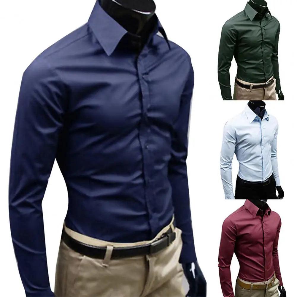 Camisa Masculina Anti-Rugas de Algodão | Elegância e Conforto