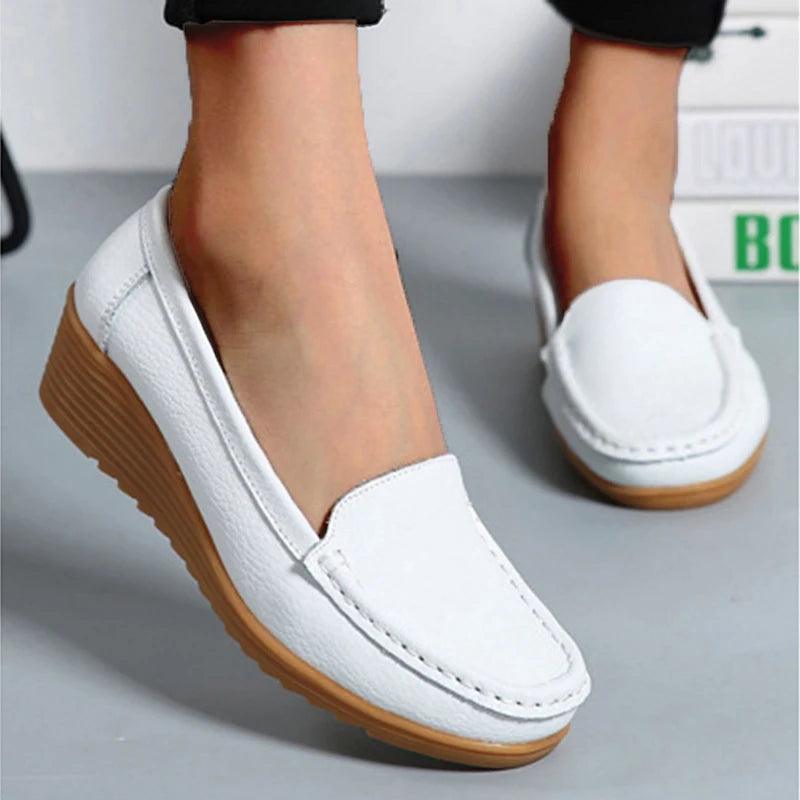 Mocassins Feminino Confortáveis em Couro Genuíno