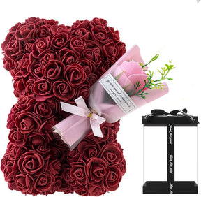 Urso de Rosas com Buquê 24cm – Presente Romântico Criativo