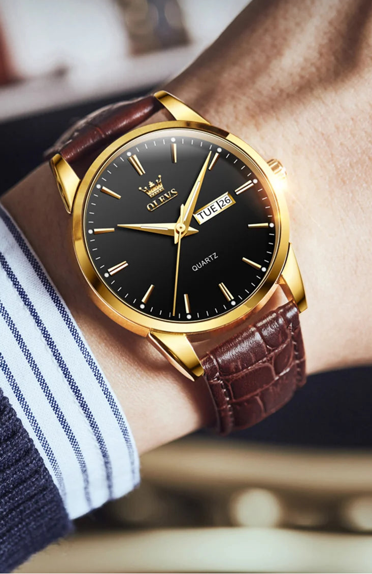 Relógio de Pulso Masculino de Quartzo Pulseira de Couro