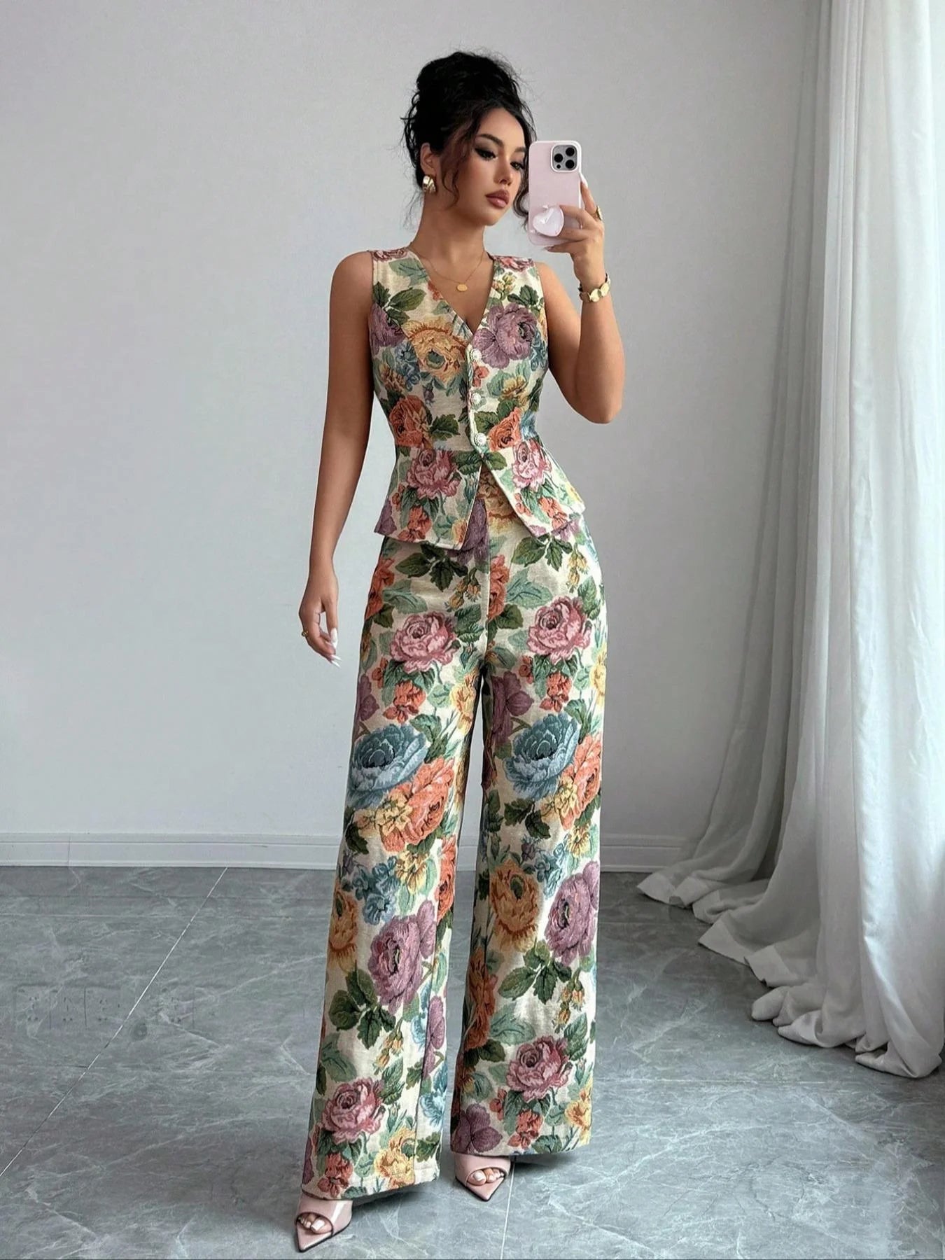 Conjunto Feminino Duas Peças com Estampa Floral by Loja Bruna Modas