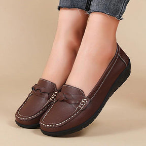 Mocassins de Couro Genuíno Feminino Conforto e Estilo Casual