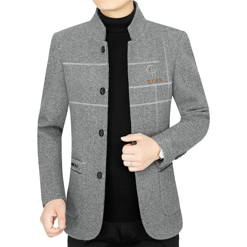 Blazer Masculino Casuais de Lã Slim Fit