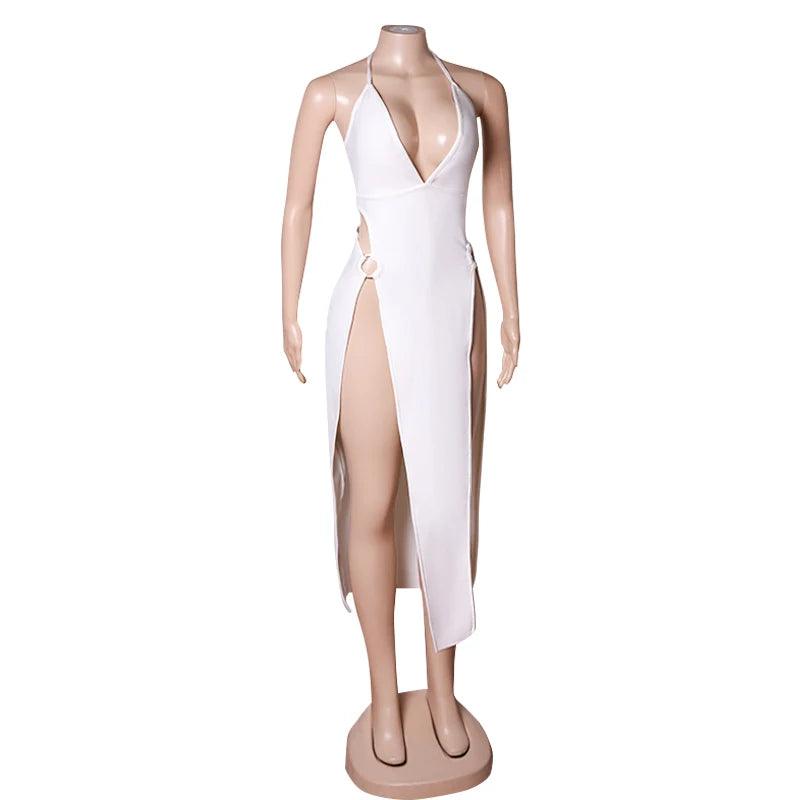 Vestido Midi Bodycon Branco Elegante e Sexy