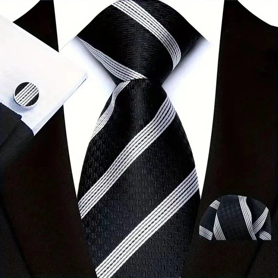 Gravata Masculina de Luxo em Jacquard Listrada