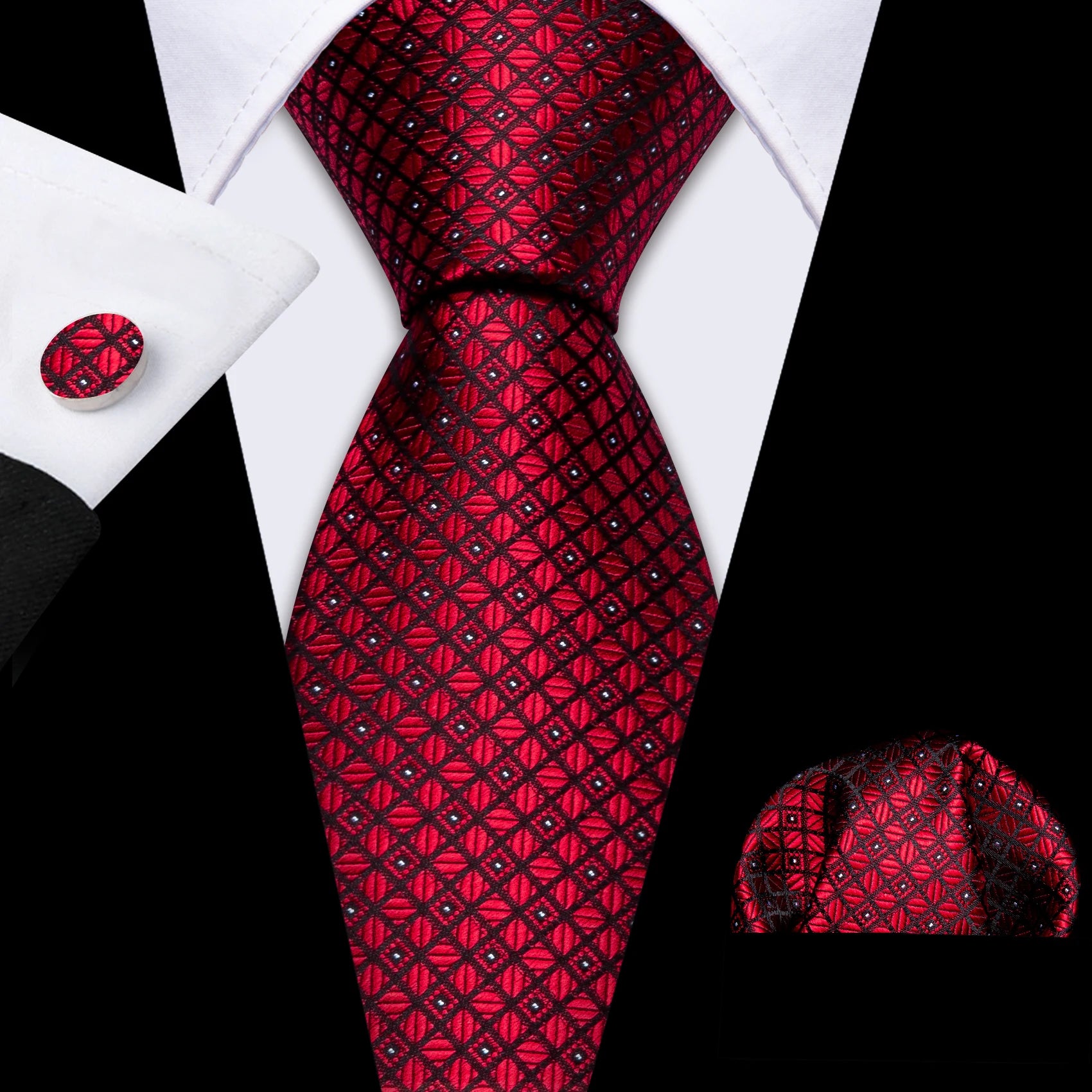 Gravata Masculina Poliéster Vermelha com Estampa Paisley