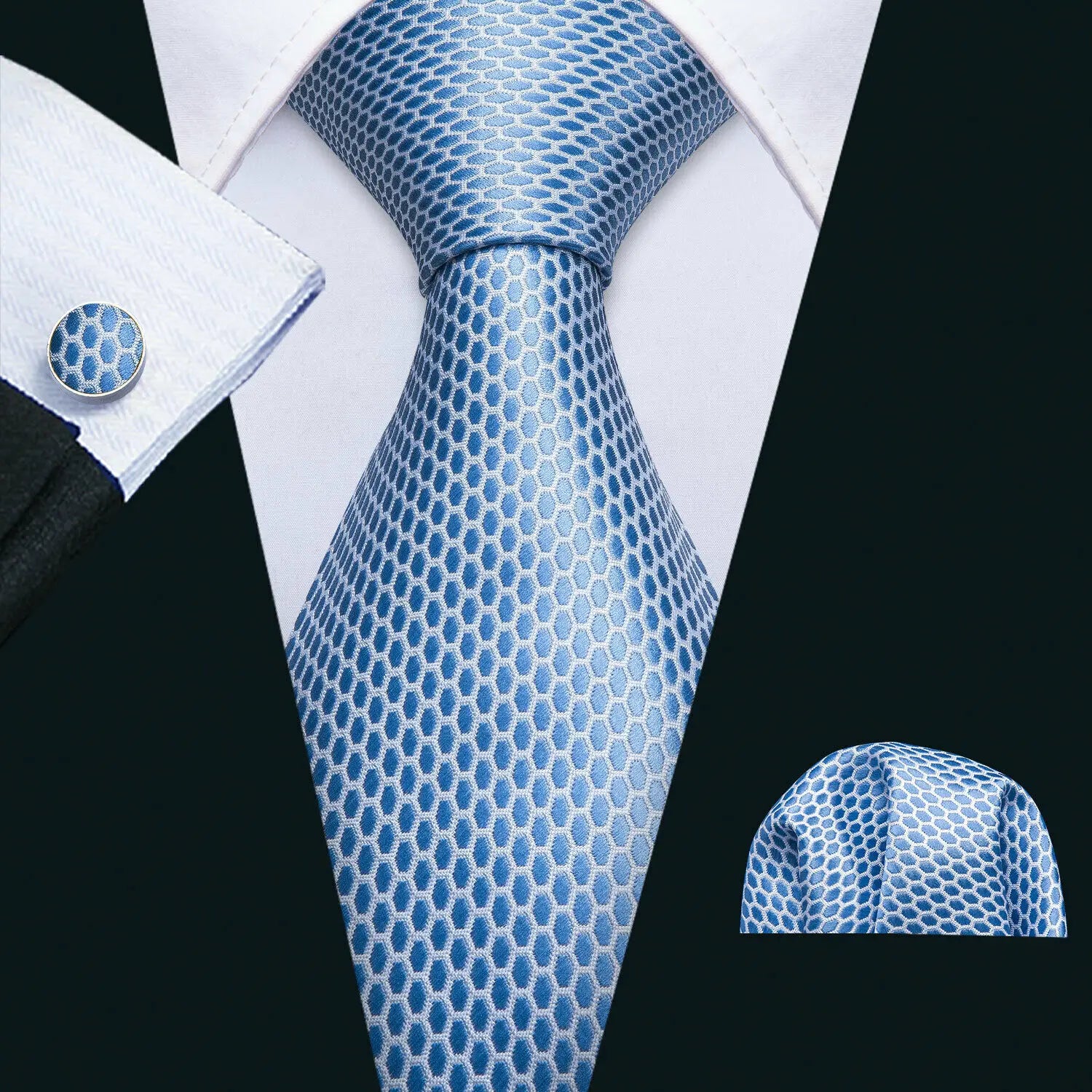 Gravata Masculina Clássico Azul com Acessórios