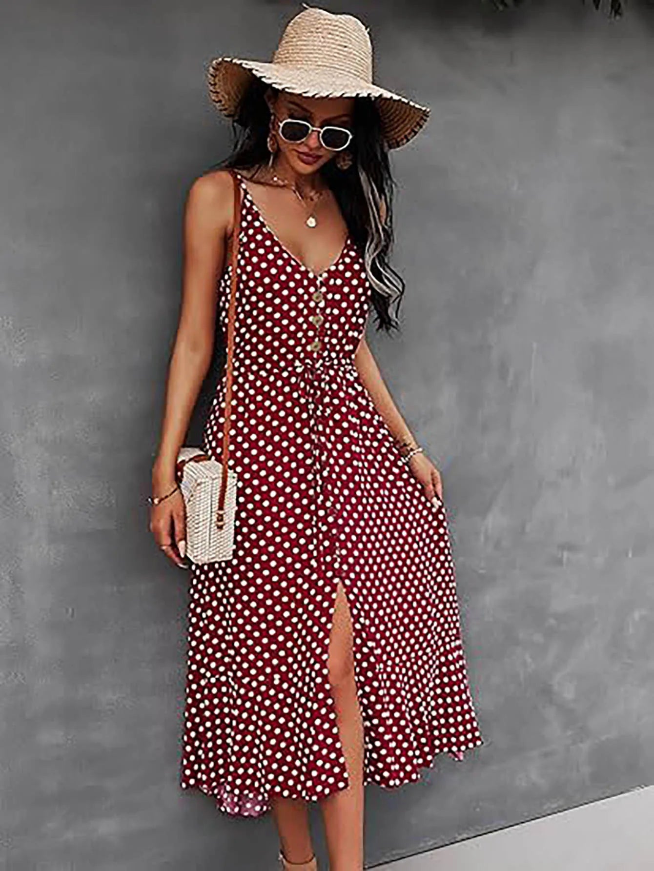 Vestido Midi Feminino Casual com Alças Fina