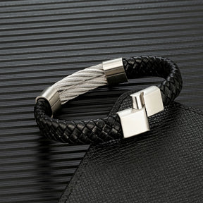 Pulseira Masculina de Couro com Fecho de Imã