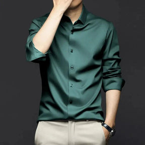 Camisa Masculina Slim Fit Antirrugas Manga Longa