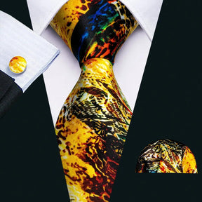 Gravata de Seda com Estampa Dourada Barry.Wang - Elegância Atemporal