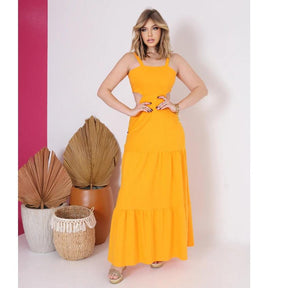 Vestido Longo Alcinha com Abertura nas Costas | Tendência Verão