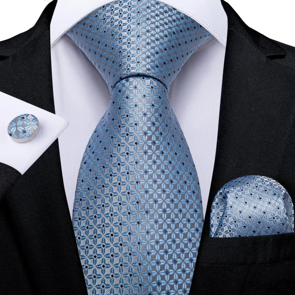 Gravata Masculina de Luxo Azul com Acessórios