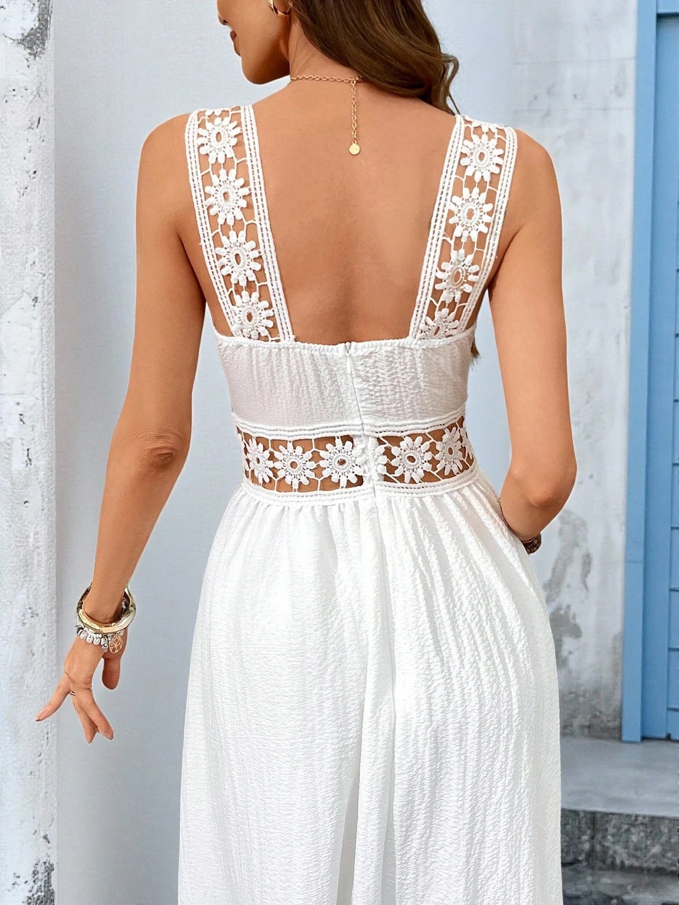Vestido Longo Feminino Vazado Branco by Loja Bruna Modas