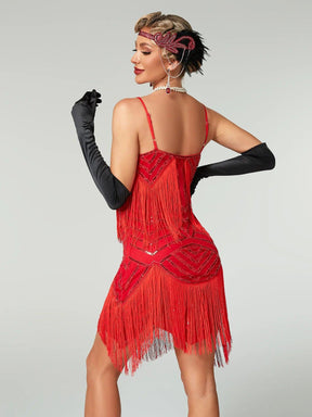 Vestido Gatsby Flapper 1920s com Franjas e Lantejoulas