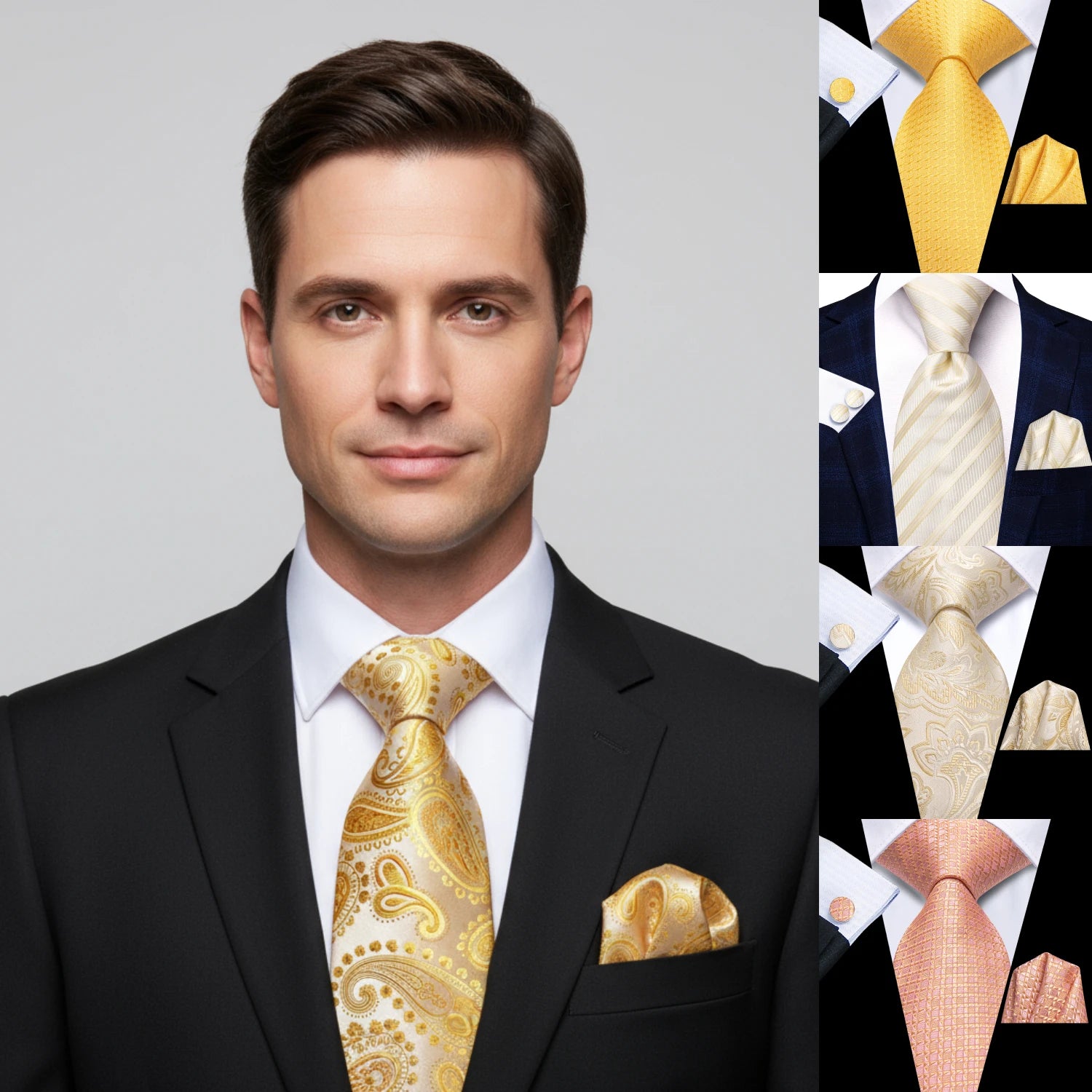 Kit de Gravata Masculina com Lenço Milano