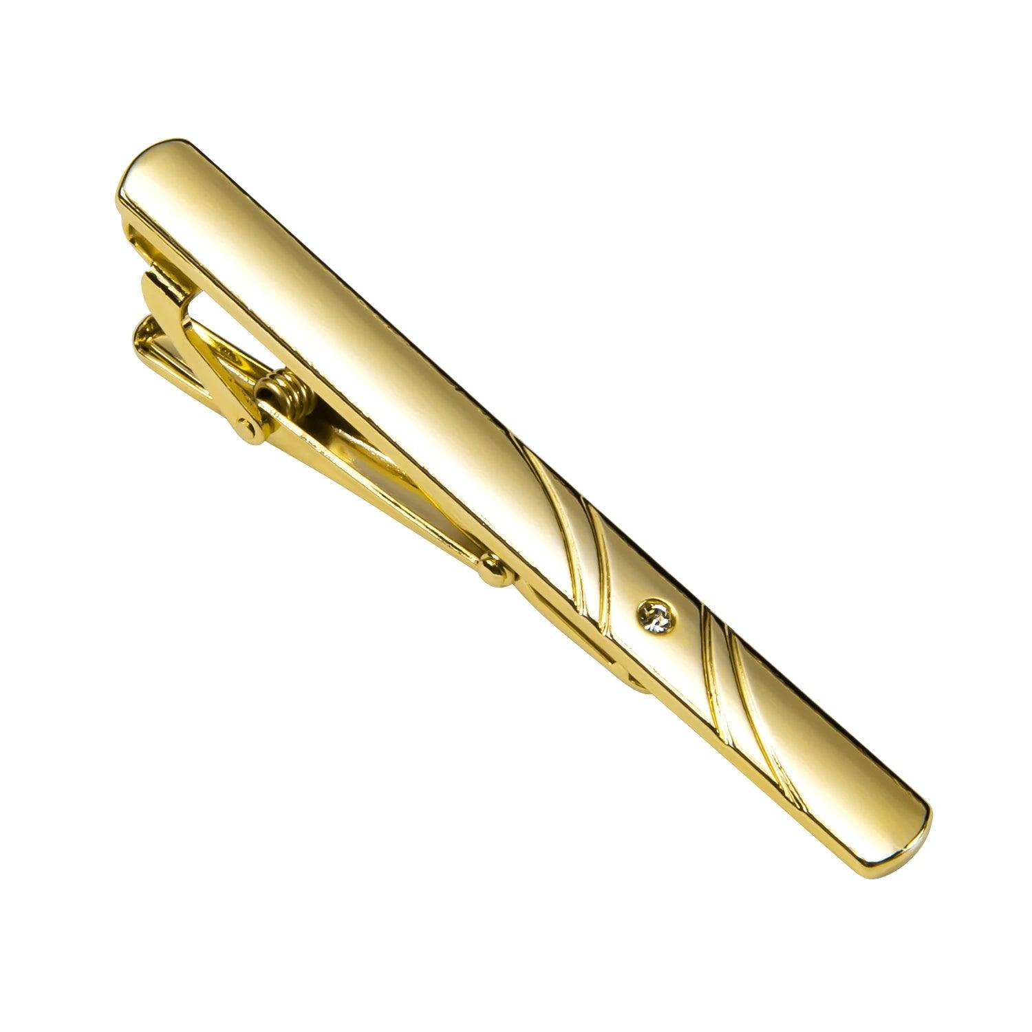 Gravata de Seda Hi-Tie com Lenço, Abotoaduras e Prendedor de Luxo
