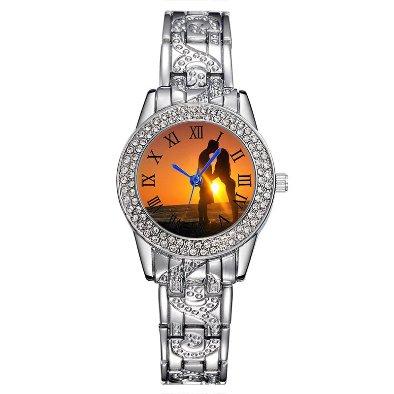 Relógio de Pulso Feminino de Strass Personalizado by Loja Bruna Modas