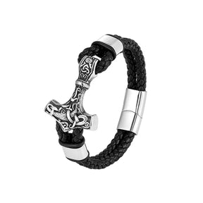 Pulseira Masculina de Couro Genuíno Viking