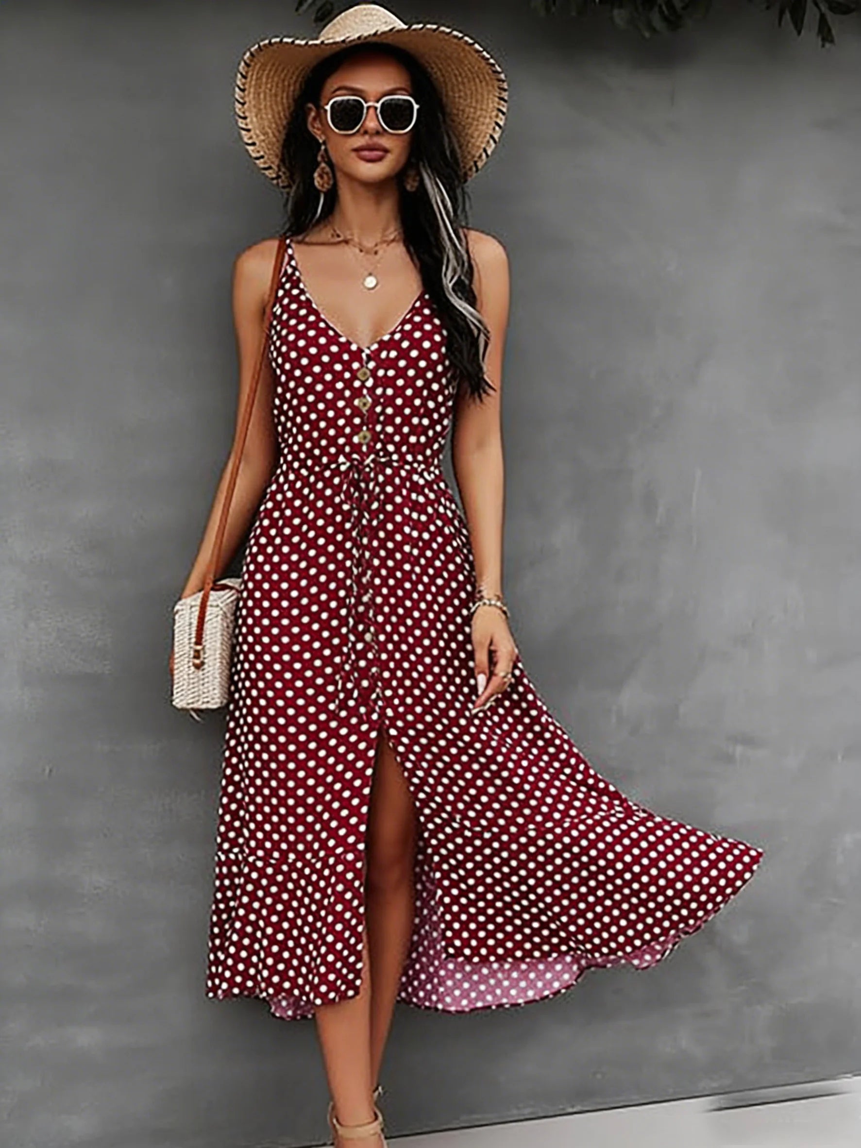 Vestido Midi Feminino Casual com Alças Fina