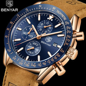 Relógio Masculino BENYAR de Quartzo com Pulseira de Couro