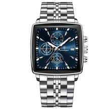 Relógio de pulso esportivo quadrado luxo masculino Poedagar, cronógrafo luminoso impermeável, relógios masculinos de quartzo, relógios de aço inoxidável
