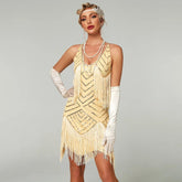 Vestido Gatsby Flapper 1920s com Franjas e Lantejoulas