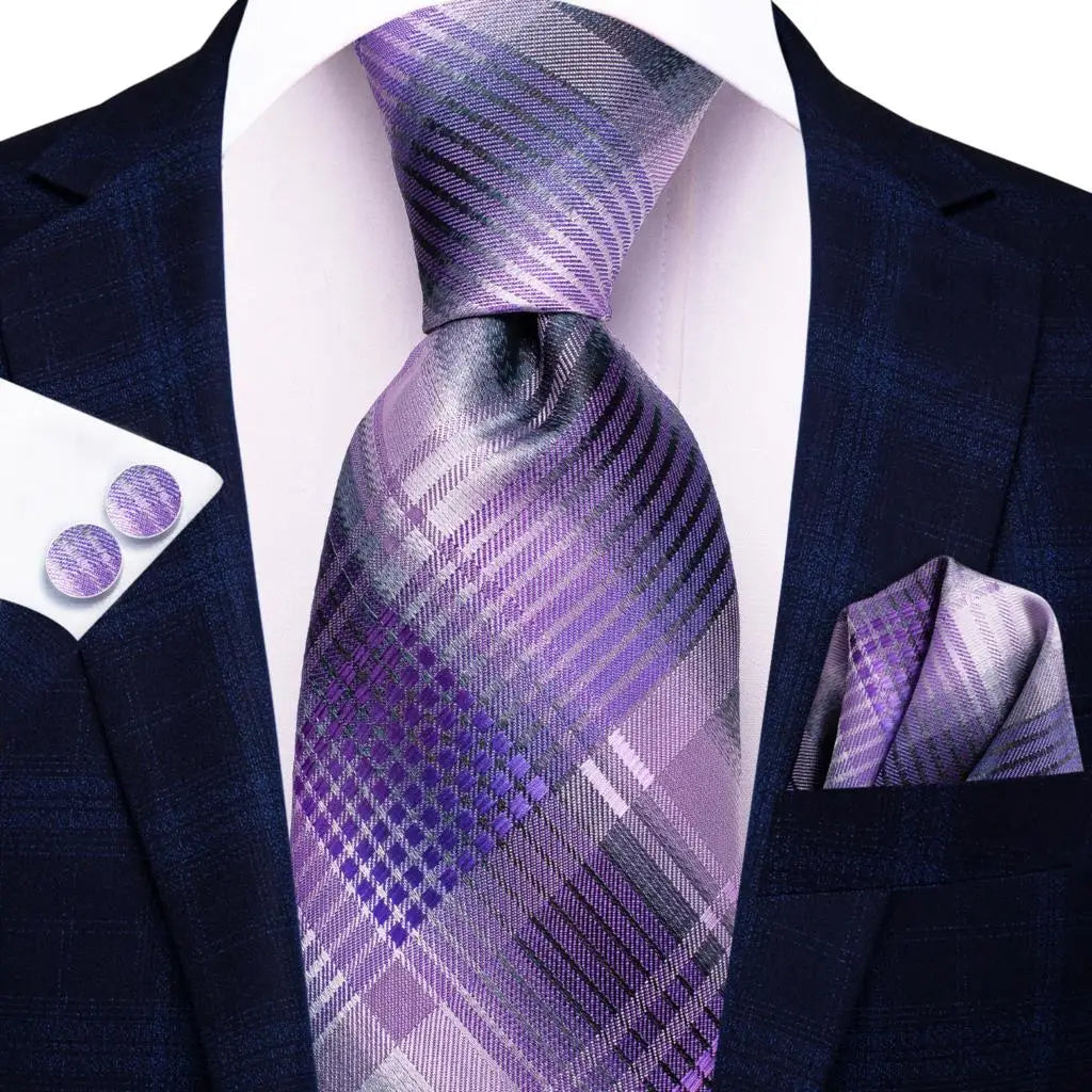 Gravata Masculina Roxo de Luxo com Abotoaduras e Lenço