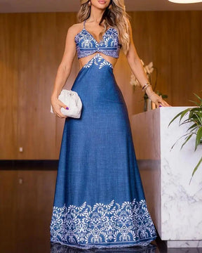 Vestido Maxi Tribal Sem Costas: Elegância e Conforto