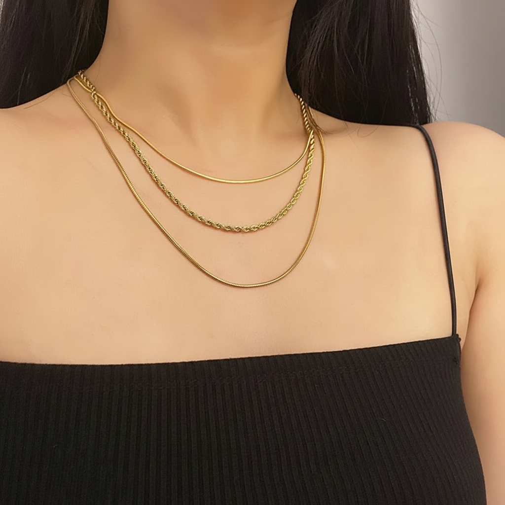 Colar Feminino Espinha de Peixe Banhado a Ouro 18k